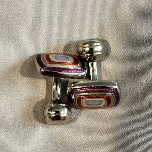 Multicolor Geometric Cufflinks - Picture 3 of 3
